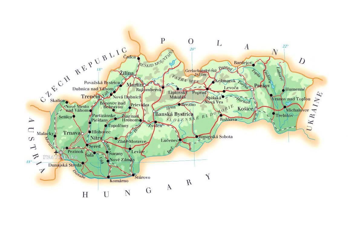 mapa d'Eslovàquia estacions d'esquí