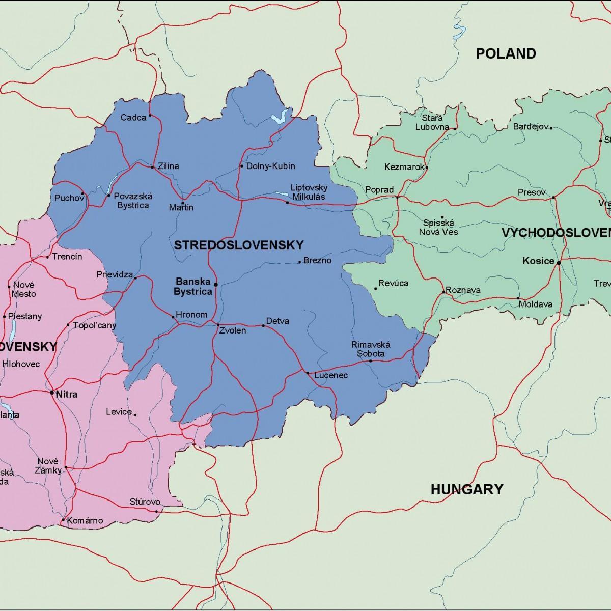 mapa d'Eslovàquia política
