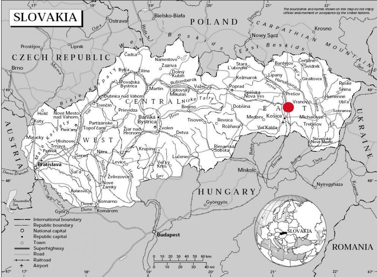 mapa de l'est d'Eslovàquia