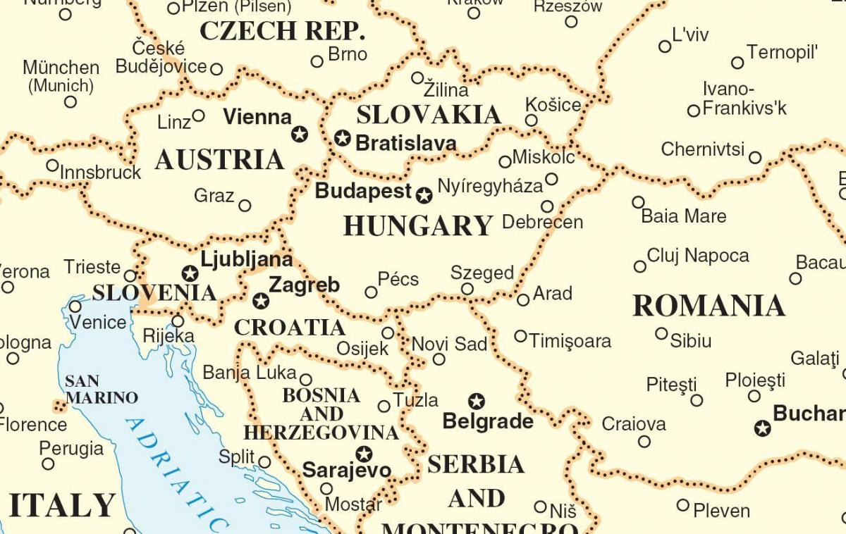 mapa Eslovàquia països de l'entorn