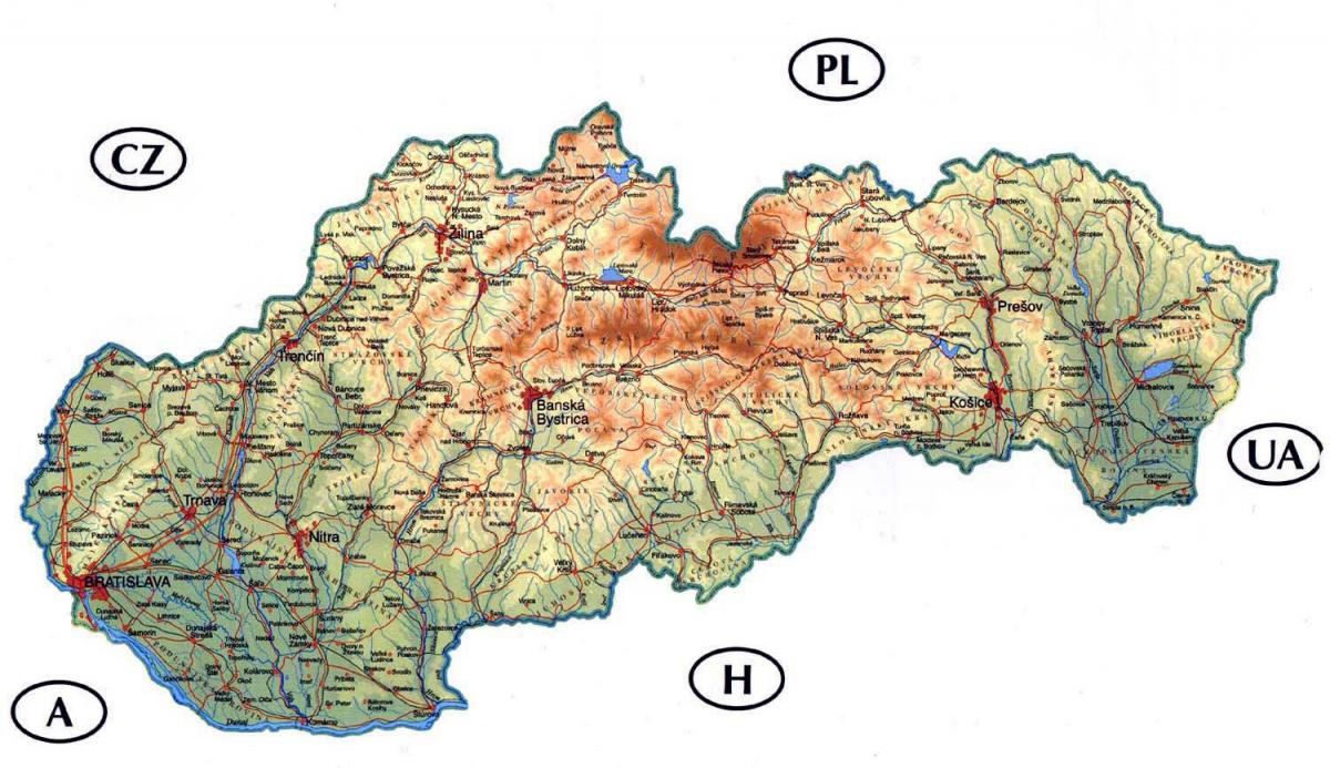 mapa detallat d'Eslovàquia