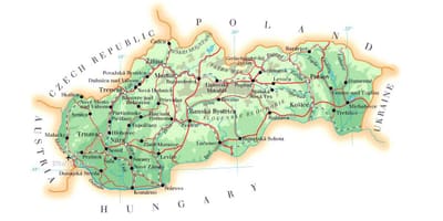 Mapa d'Eslovàquia estacions d'esquí