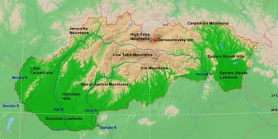 Mapa d'Eslovàquia física